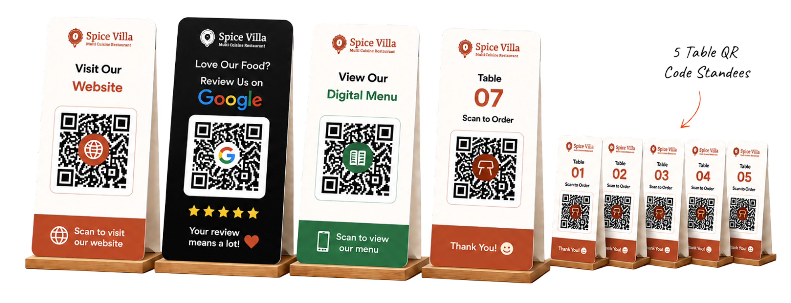 Premium QR kit standees and phone mockup